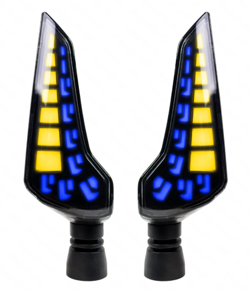 [RS-DIR-0063Y-BU]     DIRECCIONAL LED SECUENCIAL TIPO BOOMERANG (AMARILLO-AZUL)