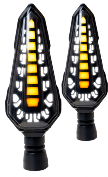 [RS-DIR-0062Y-W]     DIRECCIONAL LED SECUENCIAL TIPO DAGA AMAR-BLANCO UNIVERSAL