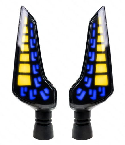 [RS-DIR-0063Y-BU] [RS-DIR-0063Y-BU]     DIRECCIONAL LED SECUENCIAL TIPO BOOMERANG (AMARILLO-AZUL)